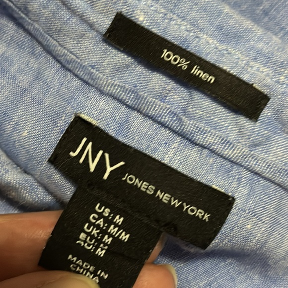 Jones New York-Sz M-Linen-Blue-Button Front - Picture 14 of 14